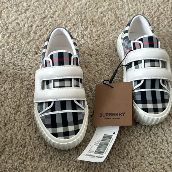 Burberry Kids Checkered Sneakers Black and White